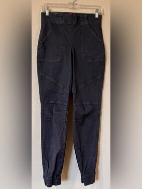 NWOT Spanx Stretch Twill Cargo Jogger Pants Washed Black Gray High Rise Sz S